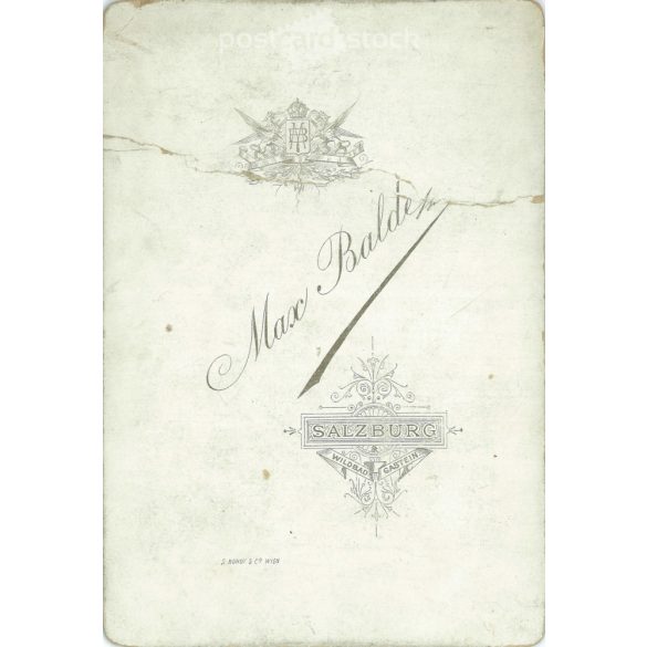 Late 1800s. Max Balde photography studio, Salzburg. Studio portrait of a middle-aged gentleman.  Cabinet card / CDV photo / hardback photo. (2792103)