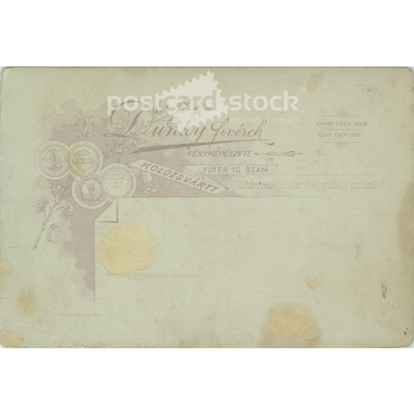 Late 1800s. Dunky brothers photography studio, Cluj. Studio portrait of an elderly man. In fancy, classy clothes.  Cabinet card / CDV photo / hardback photo. (2792115)