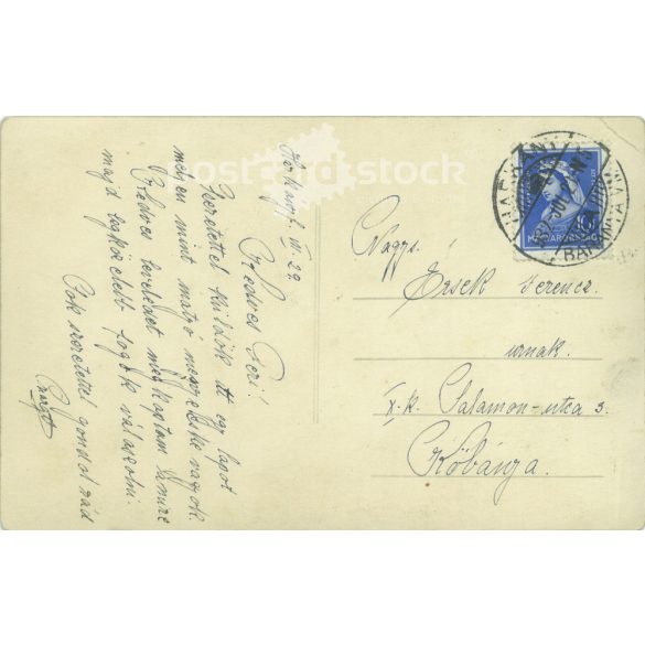 1932 - Harkányfürdő. Young woman in matyó costume. Black and white photo sheet, postcard. (2792135)