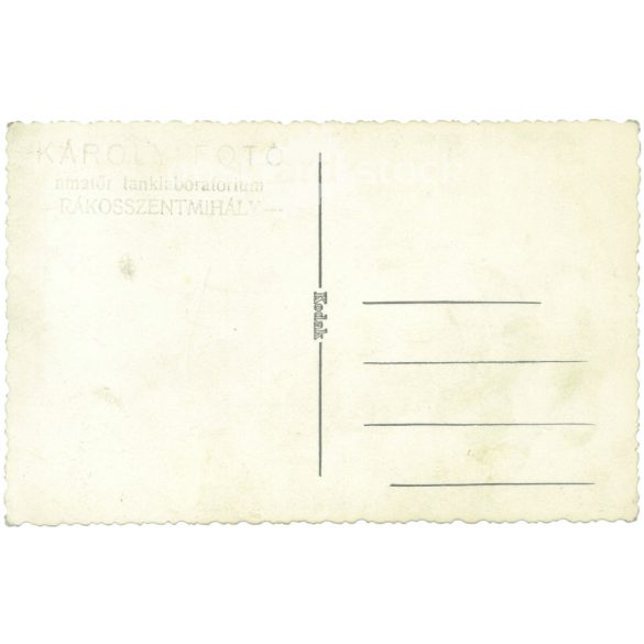 1920s. First Holy Communion girl, in Hungarian dress. Károlyi Photo Studio, Rákosszentmihály. Colored photo sheet, greeting card. (2792136)