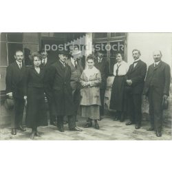   1921 – The teaching staff of the Szolnok civil boys’ school. Black and white photo sheet, postcard. (2792147)