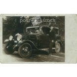 1931 - The car and its young driver. Sticker on the windshield: „Közúti Autobélyeg 1934”. Black and white photo sheet, postcard. (2792164)