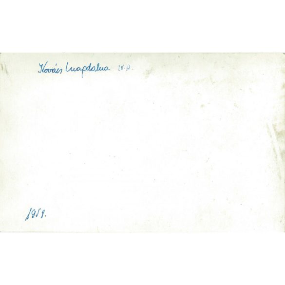 1959 - Girls on a wooden cart, somewhere near Miskolc. Fun group photo. Original paper image. (2792171)