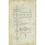 Early 1900s - Full-length studio photo of a young mother and her child. It was made by Leon H.’s photography studio in Budapest.  Cabinet card / CDV photo / hardback photo. (2792173)