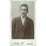 Early 1900s - Studio portrait of a young man. Produced by H. Békei’s photography studio in Budapest.  Cabinet card / CDV photo / hardback photo. (2792180)