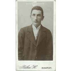   Early 1900s - Studio portrait of a young man. Produced by H. Békei’s photography studio in Budapest.  Cabinet card / CDV photo / hardback photo. (2792180)
