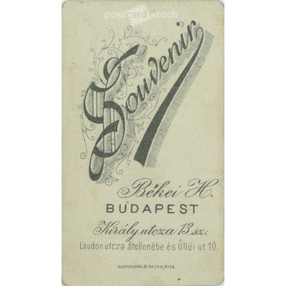 Early 1900s - Studio portrait of a young man. Produced by H. Békei’s photography studio in Budapest.  Cabinet card / CDV photo / hardback photo. (2792180)