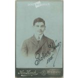 1905 - Studio portrait of Jenő Robor. It was made by Henrik Herz’s photography studio in Budapest.  Cabinet card / CDV photo / hardback photo. (2792185)