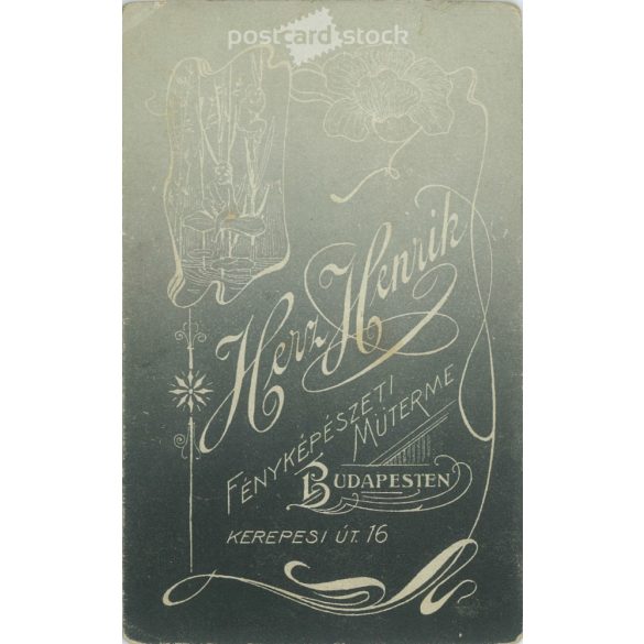 1905 - Studio portrait of Jenő Robor. It was made by Henrik Herz’s photography studio in Budapest.  Cabinet card / CDV photo / hardback photo. (2792185)