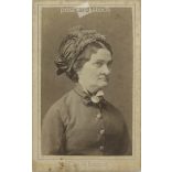 Early 1900s - Studio portrait of a middle-aged woman. It was made by the photography studio of György Klösz in Budapest.  Cabinet card / CDV photo / hardback photo. (2792186)