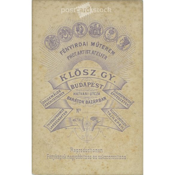 Early 1900s - Studio portrait of a middle-aged woman. It was made by the photography studio of György Klösz in Budapest.  Cabinet card / CDV photo / hardback photo. (2792186)