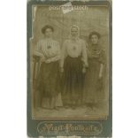 Early 1900s - Studio photo of young ladies, full length. It was made by Adria’s photography studio in Városliget, Budapest.  Cabinet card / CDV photo / hardback photo. (2792189)