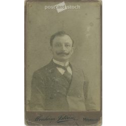   Early 1900s - Studio portrait of a middle-aged man. Produced by István Ábrahám’s photography studio in Miskolc.  Cabinet card / CDV photo / hardback photo. (2792200)