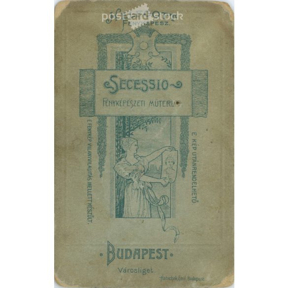 Early 1900s - Studio photo of men playing cards, full length. It was made by Helfgott’s photography studio in Városliget, Budapest.  Cabinet card / CDV photo / hardback photo. (2792201)