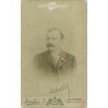 1907 - Studio portrait of a middle-aged man. It was made by J. Brückner’s photography studio in Sopron. Identity card.  Cabinet card / CDV photo / hardback photo. (2792208)