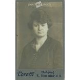1921 - Studio photo of a young woman. Made by Torelli, photography studio, Budapest.  Cabinet card / CDV photo / hardback photo. (2792209)