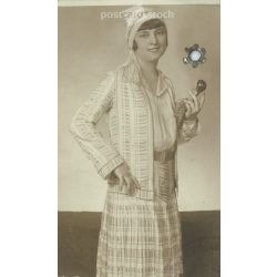   Passport photo with the stamp of the Royal Hungarian Police. from the 1930s. Original paper image. (2792216)