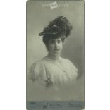 Early 1900s. Woman in lace dress and hat, studio shot. It was made by Ödön Uher, his photography studio, in Budapest. Original  Cabinet card / CDV photo / hardback photo. (2792232)