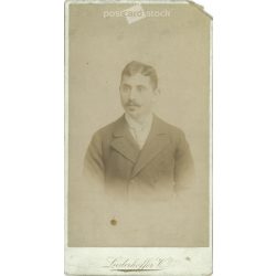   1890s. Studio portrait of a young man. Produced by Wilhelm Linderhoffer, photography studio, Budapest. Original  Cabinet card / CDV photo / hardback photo. (2792233)