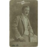 Early 1900s. Man with walking stick, hat, studio shot. It was made by Sterlisky’s photography studio in Budapest. Original  Cabinet card / CDV photo / hardback photo. (2792234)