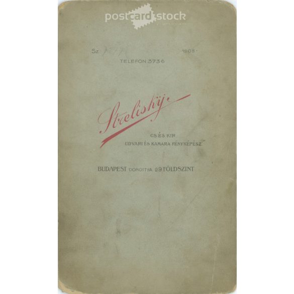 Early 1900s. Man with walking stick, hat, studio shot. It was made by Sterlisky’s photography studio in Budapest. Original  Cabinet card / CDV photo / hardback photo. (2792234)