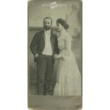 Early 1900s. Full-length studio shot of a married couple. Produced by Hahn Kirchgeorg’s photographic studio, Nuremberg. Original  Cabinet card / CDV photo / hardback photo. (2792236)