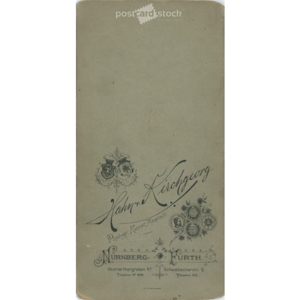 Early 1900s. Full-length studio shot of a married couple. Produced by Hahn Kirchgeorg’s photographic studio, Nuremberg. Original  Cabinet card / CDV photo / hardback photo. (2792236)