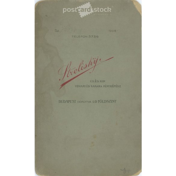 Early 1900s. Man in uniform with cigarette, studio shot. It was made by Sterlisky’s photography studio in Budapest. Original  Cabinet card / CDV photo / hardback photo. (2792237)