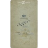 Early 1900s. Gáspárné Váradi and her husband, wedding photo. Géza Brunhuber, photography studio, Budapest. Original  Cabinet card / CDV photo / hardback photo. (2792240)