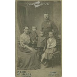   December 1907. Philip family, studio recording. Vilmos Stahl, photography studio, Újpest. Original cabinet photo / hardback photo / business card, CDV photo. (2792242)