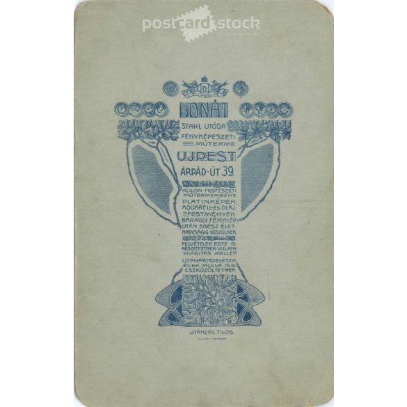 Early 1900s. Middle-aged man in fancy dress. Donát, successor of Stahl, photography studio, Újpest. Original  Cabinet card / CDV photo / hardback photo. (2792245)