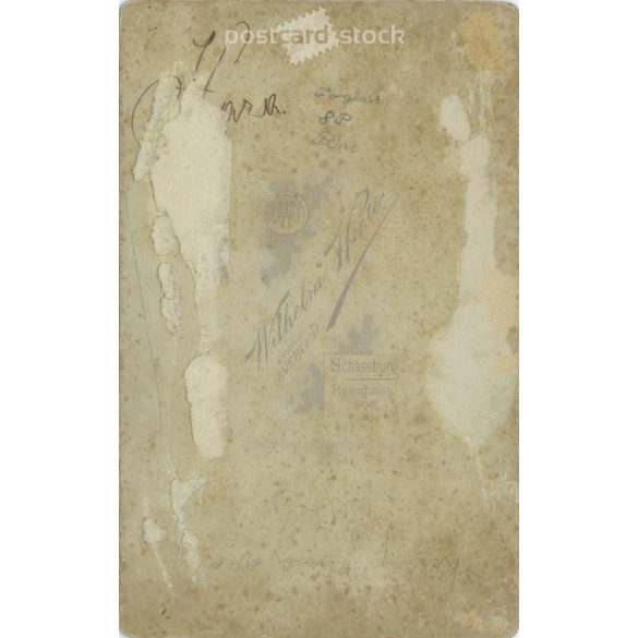 Early 1900s. young men and women sitting around a table. Wilhelm Herter photography studio, Schassburg (Segesvár). Original  Cabinet card / CDV photo / hardback photo. (2792246)