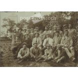 1910s. Group photo of workers outdoors. Its maker is unknown. Original, cashiered paper image. (2792260)