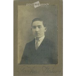   Early 1900s. Studio portrait photo of János Farkas. Its maker is unknown. The photo was taken in Budapest. Original  Cabinet card / CDV photo / hardback photo. (2792266)