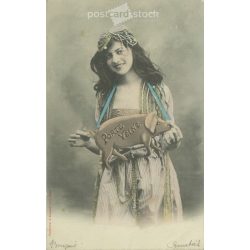   1900 - French, cheerful photo magazine. Published by BERGERET & Cie NANCY. Colored photo sheet, postcard. (2792272)