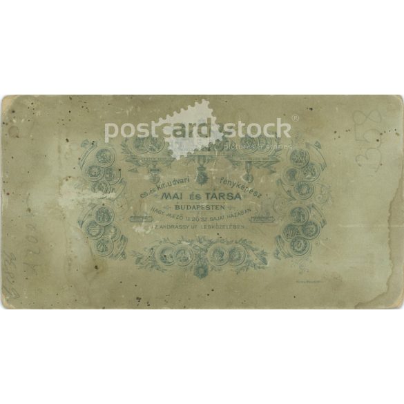 Late 1890s. Unknown young woman with book in hand, full length photo. It was made in the photography studio of Mai and Társa. Budapest. Original  Cabinet card / CDV photo / hardback photo. (2792280)