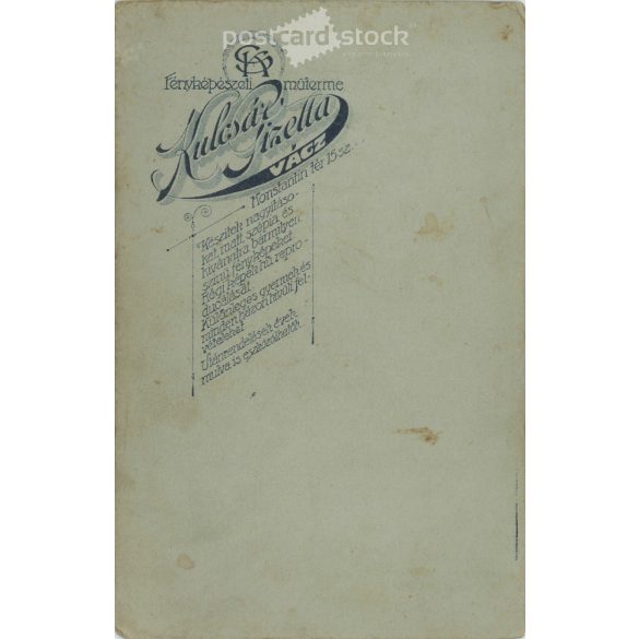 Late 1890s. Studio recording of an unknown couple. It was made in Gizella Kulcsár photography studio. In Vác. Original  Cabinet card / CDV photo / hardback photo. (2792282)