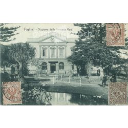   1920 - Italy, Sardinia Cagliari railway station, Real 04783. Photo sheet, postcard. Original paper image. (2792284)