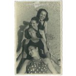 August 1949 - Young girls on the waterfront. Made in the Leonardo studio in Timișoara. Original Paper Image. Photo sheet, postcard. (2792290)