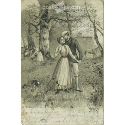 1906 - Romantic postcard with unique illustration. (2792297)