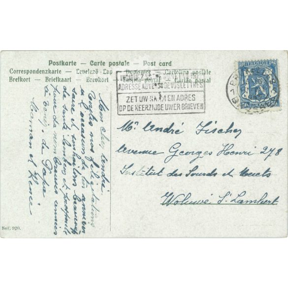 1915 - Brussels-stamped colored photo sheet, postcard. (2792317)