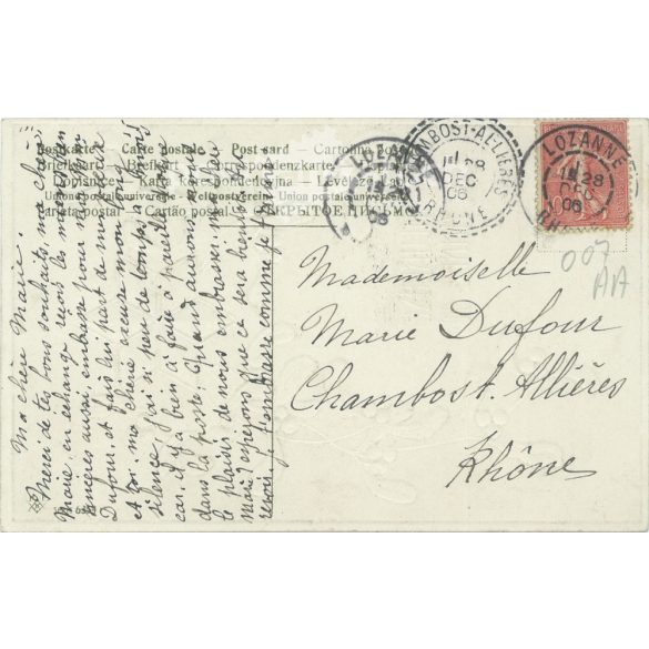 1915 - New Year’s greeting. French, lithographed, embossed and gilded greeting card. (2792321)