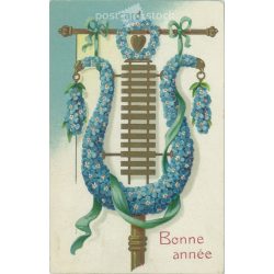   1910 - New Year’s greeting. French, lithographed, embossed and gilded greeting card. (2792325)