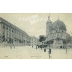   Early 1900s. Pécs. Parish church. Andor Derzsi Elekes Ex libris stamp on the back. Postcard, photo sheet. (2792329)