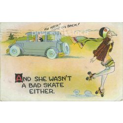   1928 - Cheerful postcard, car series, with unique illustration. (2792337)