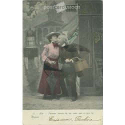   1903 - Merry scene. French, colored photo sheet, postcard. (2792343)