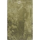 1912 - Photo of a young man in the garden with a walking stick. The man in the picture and the creator of the picture are unknown. Original paper image. Photo sheet, postcard. (2792344)