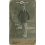 Early 1900s. Studio photo of a young man. The identity of the man in the picture is unknown. The photo was taken in Rivoli’s photography studio in Budapest. Original  Cabinet card / CDV photo / hardback photo. (2792347)