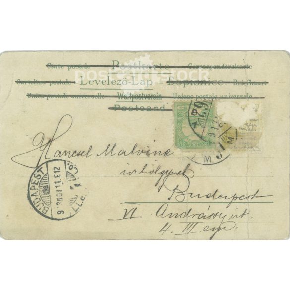 1913 - Romantic old postcard. With lithographed illustration. (2792359)