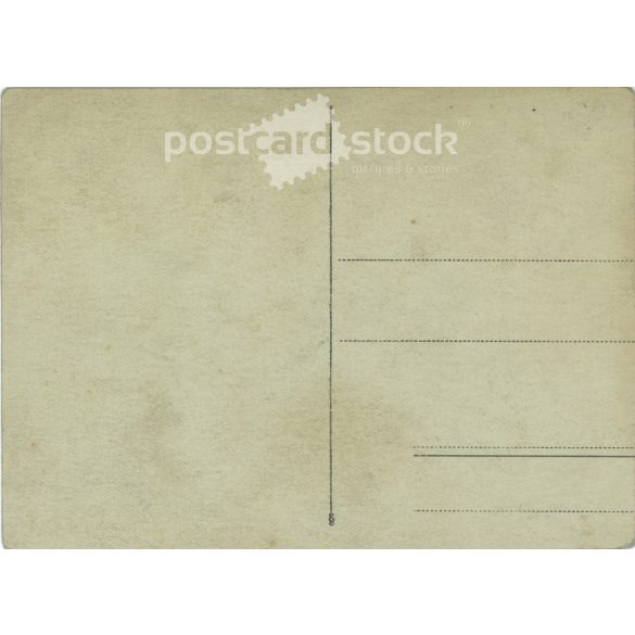 1910s. Family photo in front of the house. Presumably it depicts three brothers. The photographer is unknown, the photo was taken in Hungary. Original paper image. Old postcard, photo sheet. Cut. (2792370)